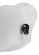 Ghastly Gothic Evil Grinning Skulls Gunmetal Stud Earrings Metal Pewter Alloy