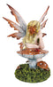 Enchanted Forest Fall Ladybug Mushroom Fairy Sitting by Toadstools Figurine