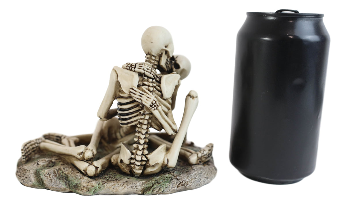 Love Never Dies Day Of The Dead Skeleton Couple Kissing By The Graveyard Statue - Ebros Gift