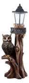 Ebros Forest Guardian Night Owl Welcome Sign Statue With Solar Powered Lantern