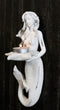 Rustic White Stone Finish Nautical Ocean Mermaid With Shell Candle Wall Sconce