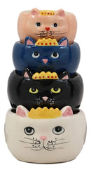 Ebros Ceramic Nesting Feline Royalty Queen Cats Stackable Measuring Cups Set of 4 Baking And Cooking Decorative Kitchen Essentials Kitty Cat Figurines For Women Chefs Cooks