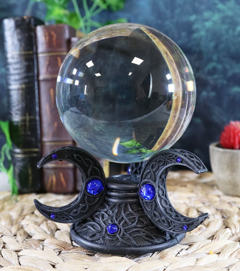 Ebros Neopagan Sacred Moon Triple Goddess Glass Gazing Ball Figurine 6.5" H