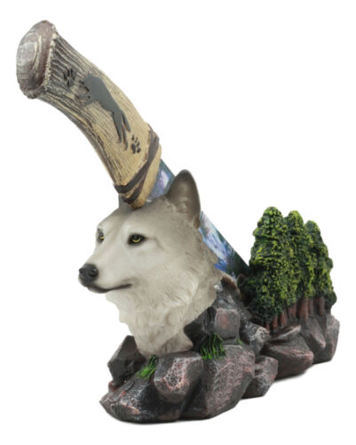 Ebros Gray Wolf In Forest Scene Centerpiece With Hunting Knife Letter Opener Statue