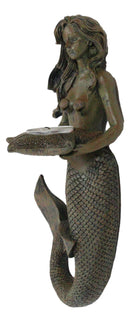 Rustic Rust Bronze Finish Nautical Ocean Mermaid With Shell Candle Wall Sconce