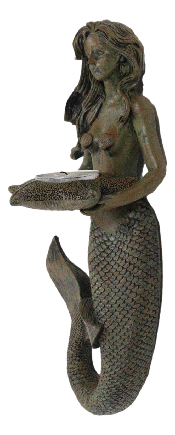 Rustic Rust Bronze Finish Nautical Ocean Mermaid With Shell Candle Wall Sconce