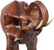 Ebros Faux Mahogany Wood Thai Buddha Elephant With Trunk Up Statue 14.25"Long