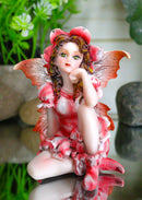 Ebros Miniature Fairy Garden Statue Pink Periwinkle Flower Fairy Collectible Figurine 3"H