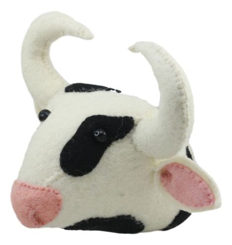 Ebros Fiona Walker England Handmade Organic Baby Animal Head Wall Decor Mini Safari and Farmland Collection (Mini Holstein Cow)