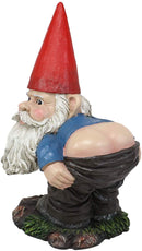 13.5"H Large Naughty Fun Prank Bare Butts Mooning Grumpy Garden Gnome Statue - Ebros Gift