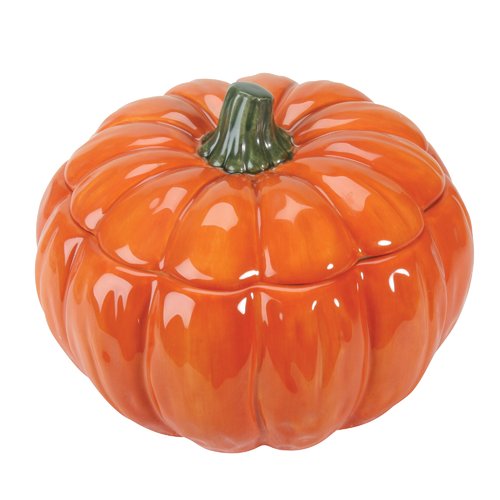 Ebros Orange Vegetable Pumpkin Soup Or Dessert Bowl With Lid Ceramic SET OF 4