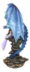 Giant Leviathan Blue Dragon Protecting A Young Princess Fairy With Kitten Statue