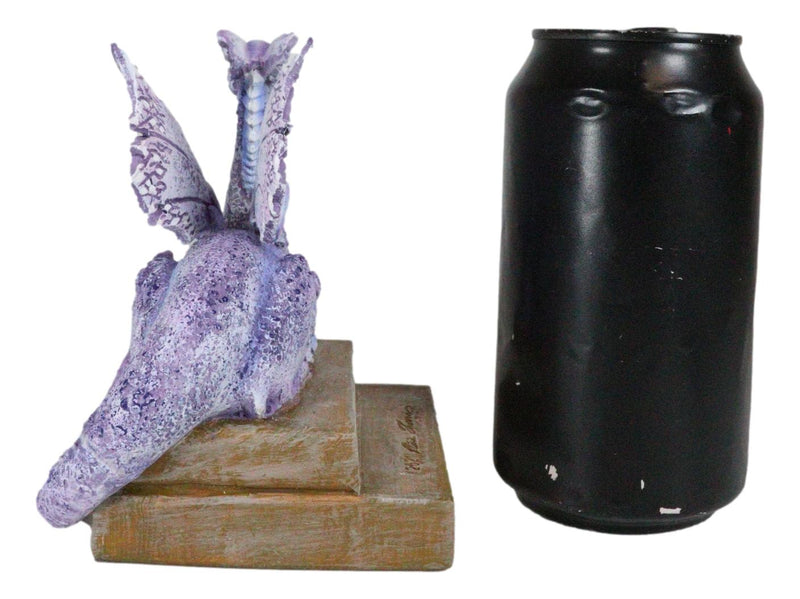 Amy Brown Purple Crater Moon Bookworm Dragon Sitting On Stack Of Books Figurine