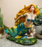 Ebros Nautical Colorful Blonde Mermaid With Shimmering Blue Tail Swimming Wine Holder
