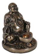 Laughing Buddha Zen Monk Of Prosperity Golden Nugget Lucky Charm Figurine 4.5"H