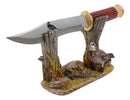 Rustic Quail Hen Bird Display With Decorative Shotgun Shell Knife Statue Set