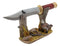 Rustic Quail Hen Bird Display With Decorative Shotgun Shell Knife Statue Set
