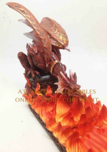 Ebros 15 Inch Fire Breathing Dragon Resin Incense Holder Statue Figurine - Ebros Gift