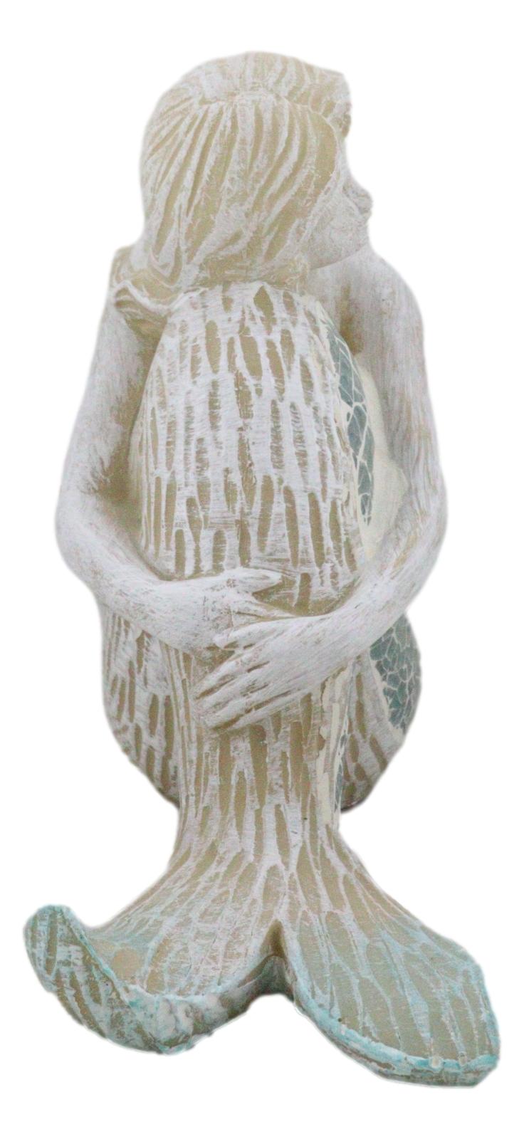 Ebros Nautical Goddess Mermaid Maiden Resting Decorative Crushed Glass Art Figurine 7.75"H