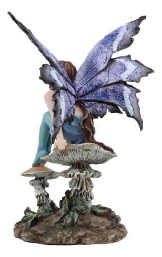 Ebros Amy Brown Forest Willow Nice Fairy Sitting On Wild Giant Mushroom Stool Statue 6" Tall - Ebros Gift