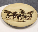 Ebros Western Rustic Running Horses Abstract Art Round Dinner Plate Set of 4