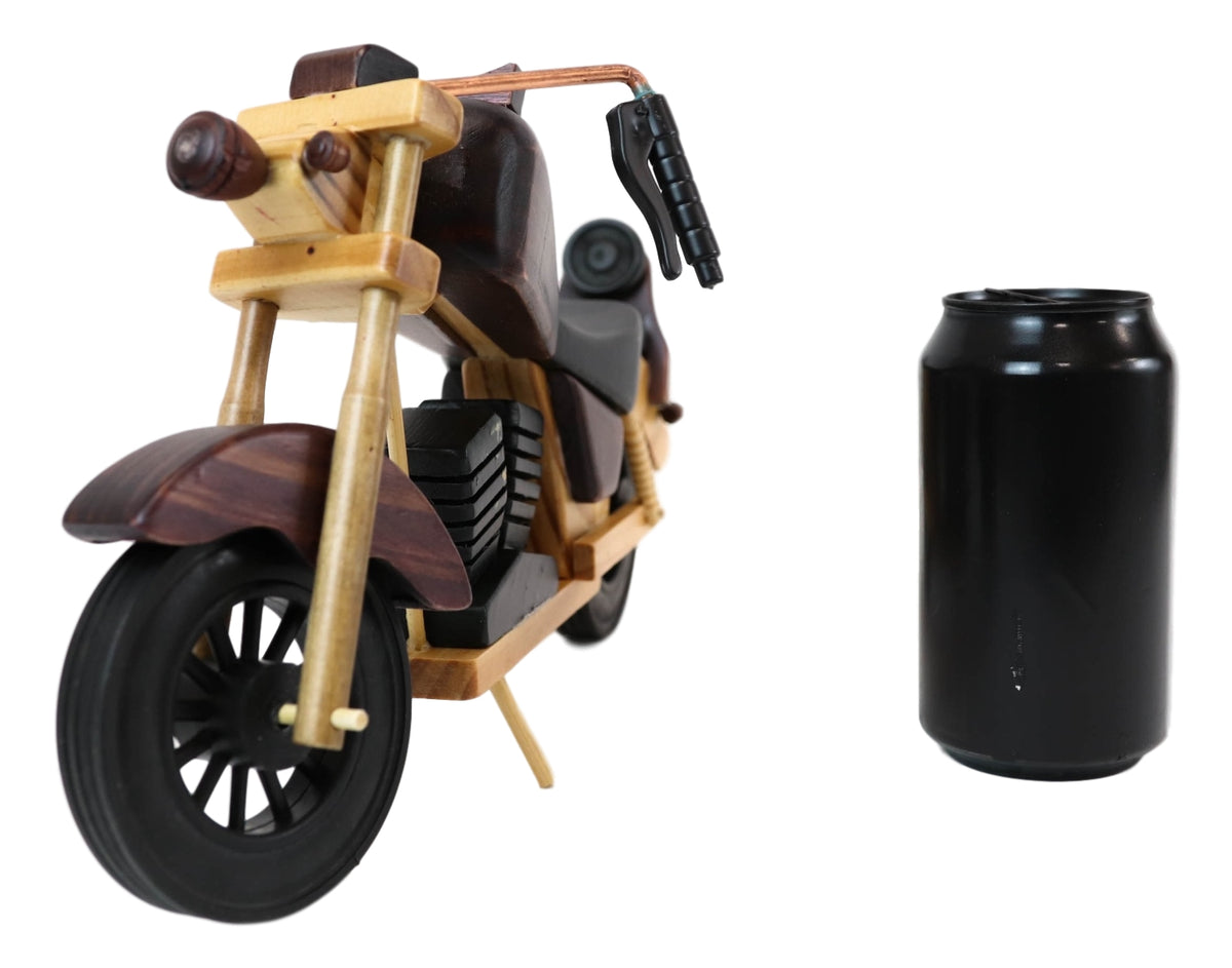 Hand Made Wood Retro Style Flathead Chopper Motorcycle Bike Wine Holder Figurine