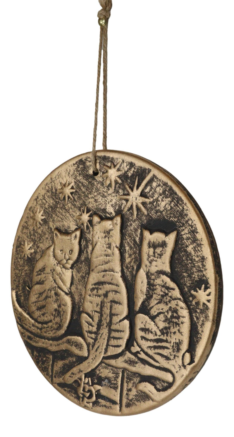 Wish Upon A Star Witching Hour Triple Cats Magic Terracotta Medallion Wall Decor