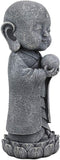 Ebros Japanese Jizo Monk Standing On Lotus Figurine 9.75"H (With Wisdom Pearl)