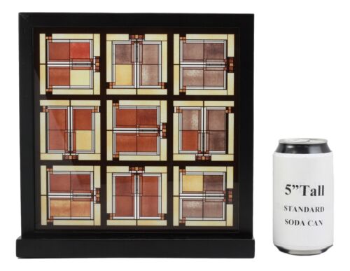 Ebros Frank Lloyd Wright Unity Temple Skylight Stained Glass Art Desktop Plaque 10" H X 10" W