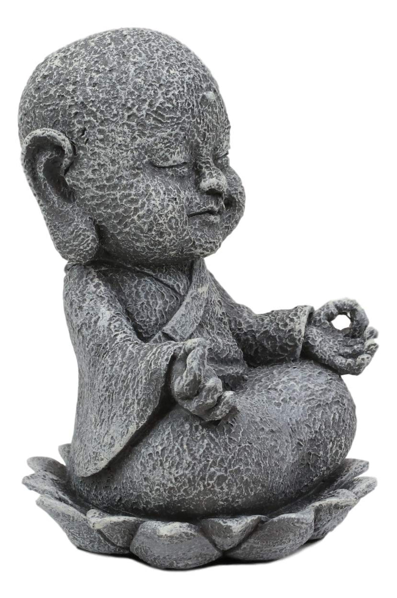 Ebros Zen Meditating Japanese Jizo Monk With Om Hand On Lotus Statue 4" Tall