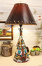 Southwestern Indian Teepee Hut Dreamcatcher Feathers Turquoise Rocks Table Lamp