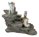 Miniature Fairies & Unicorns With Mountain Waterfall of Youth Display Figurine