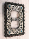 Set of 2 Western Turquoise Stars Lace Scroll Wall Double Receptacle Outlet Plate