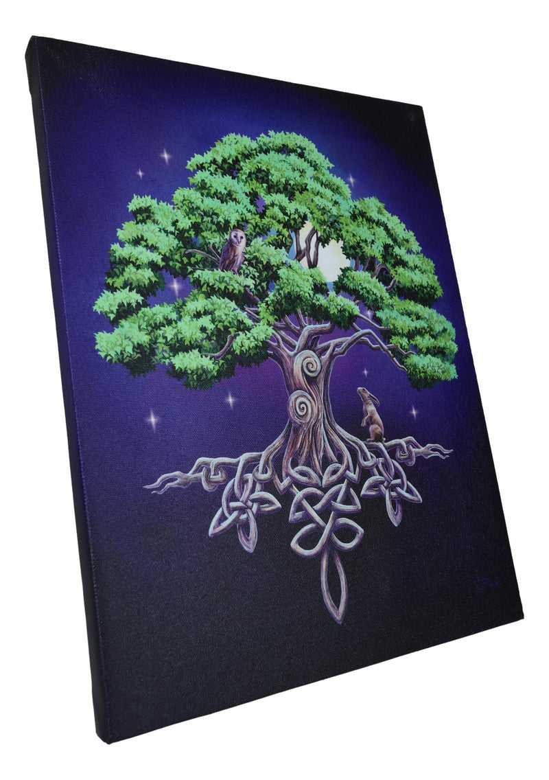 Tree Of Life Celtic Knotwork In Starry Night Wood Framed Canvas Wall Decor
