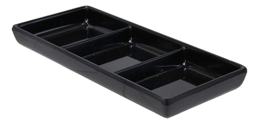 Ebros Jade Melamine Contemporary Design Condiments Oil Ketchup BBQ Soy Sauce Dipping Bowl or Dish With Dividers 3 Partition Compartments Faux Porcelain Look Restaurant Supply Dip Bowls Dishes (Black)