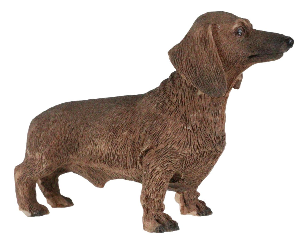 Adorable Lifelike Pet Pal Chocolate Dachshund Sausage Dog Miniature Figurine - Ebros Gift