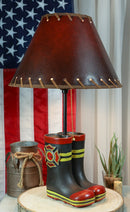 American Hero Fire Fighters Fireman Boots Desktop Table Lamp With Laced Shade