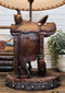 Western Cowboy Faux Tooled Leather Horse Saddle Conchos Buckles Table Lamp Decor