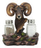 Ebros North American Bighorn Sheep Ram Salt And Pepper Shakers Holder Figurine With Glass Shakers Wild Animal Decor 6.25" Tall