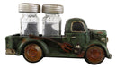 Old Fashioned Vintage Green Pickup Truck Figurine Holder W/ Salt Pepper Shakers