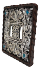 Set of 2 Western Turquoise Stars Lace Scroll Wall Double Toggle Switch Plates