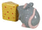 Grey Rat Mouse And Cheddar Cheese Block Ceramic Salt And Pepper Shakers Set