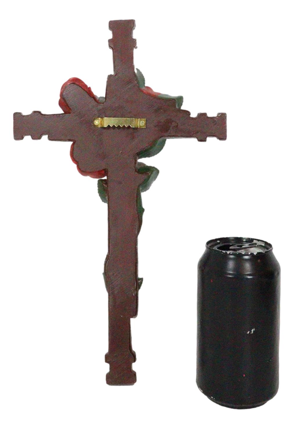 Rustic Western Romantic Red Roses Vine Roman Spike Nails Decorative Wall Cross