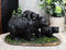 7.75" Long Realistic Black Momma Bear Piggybacking Her Cub By A Pine Tree Statue