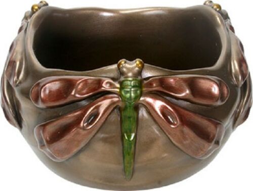 Ebros Dragonfly Bowl For Fruits Tabletop Mantle-piece Decor Art Nouveau Theme (Bronze Finish)
