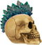 Ebros Colorful LED Light Mohawk Crystal Hair Cranium Skull Figurine 7" Long