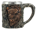 Ebros Nature Wild Bison Mug With Rustic Tree Bark Texture Design In Painted Bronze Finish 12oz Drink Beer Stein Tankard Coffee Cup