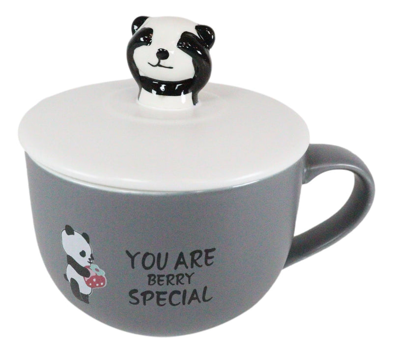 You're Special Peekaboo Panda Bear Gray Ceramic Coffee Mug W/ Spoon And Lid Set