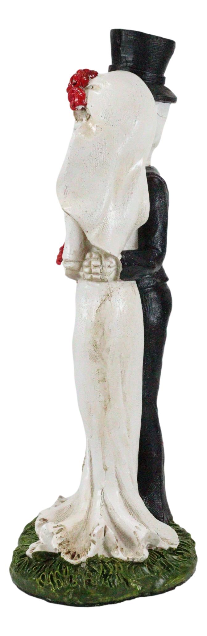 Ebros Day of The Dead Skeleton Bride and Groom With Rose Flower Bouquet Figurine
