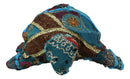 Marine Sea Turtle Hand Crafted Paper Mache In Colorful Sari Fabric Figurine